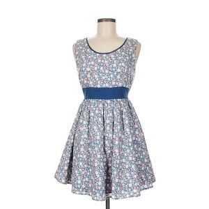 MOON COLLECTION Floral Dress Blue Pink White Cotton Blend‎ Womens Size M